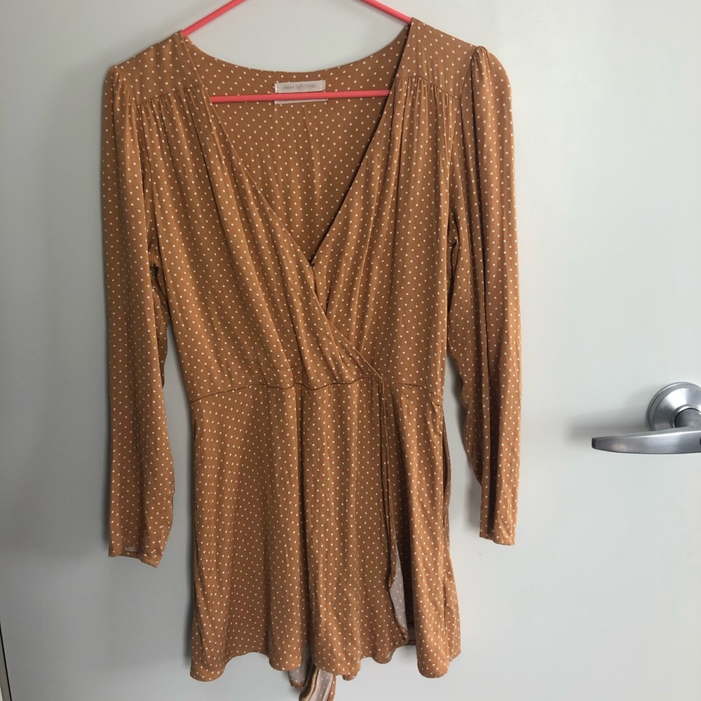 Burnt orange polka dot skort/romper